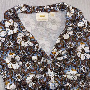 Button Up Stretchy Maeve Collared Top (XS)